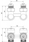 MEXEN - Úhlový radiátorový ventil DN50 1/2"x16 mm, nikiel W911-016-01