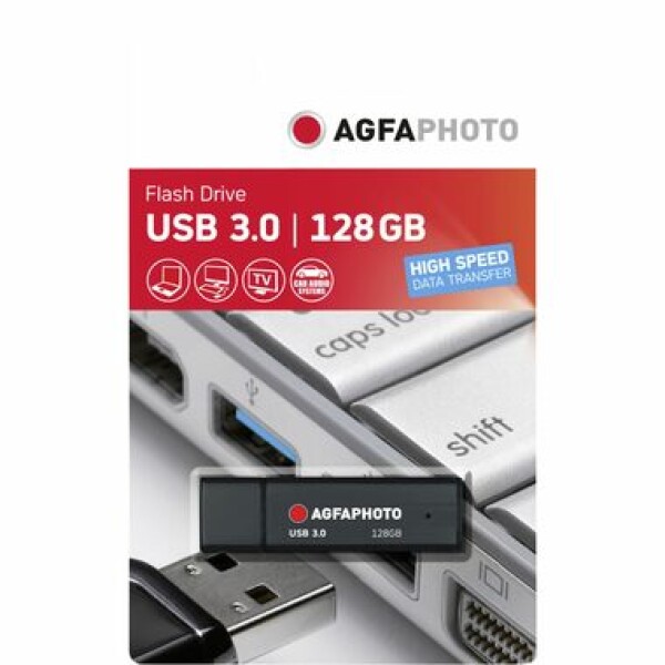 AgfaPhoto USB 3.0 128GB černá / Flash Disk / USB-A 3.0 / R:55 MB/s / W:20 MB/s (10572)