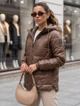 Dámská prošívaná přechodová bunda s kapucí, hnědá, FashionStreet TY5800 L