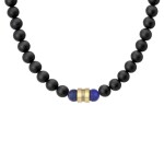 Pánský náhrdelník Rodolfo - 8 mm lapis lazuli, onyx, Modrá 60 cm