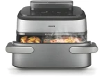 Philips Ovi Dual 5000 Ultra Megabasket NA565/02 stříbrná / Horkovzdušná fritéza / Dvojitý koš / 2750 W / 9,5 l (NA565/02)