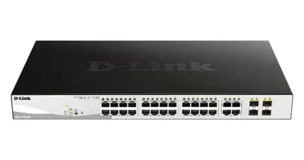 D-Link DGS-1210-28P / Gigabit PoE Smart Switch / 24x gigabit RJ45 / 4x gigabit SFP / PoE 193W