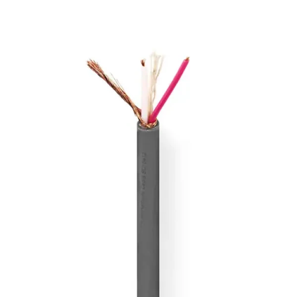 Nedis Mikrofonní kabel 2 x 0.23 mm2 tmavě šedá / Měď / 100.0 m / Kulatý / PVC / Role (COTR15010GY100)