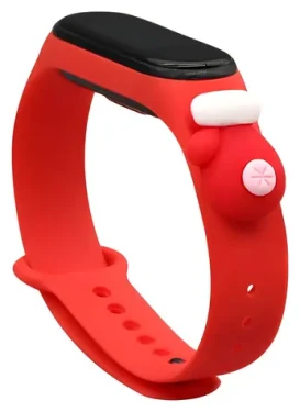 Hurtel Vánoční řemínek s rukavičkou pro Xiaomi Mi Band 5/6 červená / Řemínek / Silikonový / Vánoční motiv