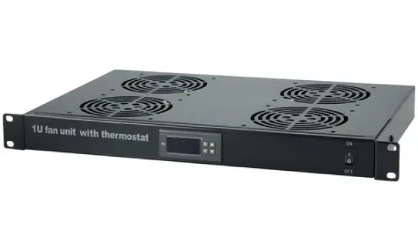 XtendLan Ventilace do 1U pozice / Ventilační jednotka / termostat / 4 ventilátory / hloubka 350 mm (SFAN1U4T-B)