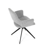 Židle jídelní, šedá látka, 360° vratný mechanismus, černý kov