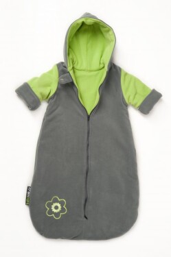 Babyvak Spacák fleecový s rukávy - šedá/zelená