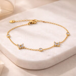 Náramek se zirkony Paulina Gold - chirurgická ocel, Zlatá 18 cm + 3 cm (prodloužení)