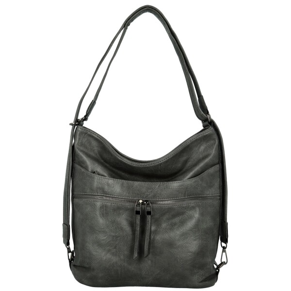 Trendy dámský koženkový kabelko-batoh Kavya, šedý