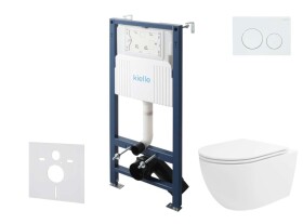 Kielle - Genesis New Set předstěnové instalace, klozetu Oudee, Vortex Rimless+, sedátka softclose a tlačítka Gemini New I, lesklá bílá 30528SS28
