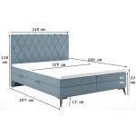 Čalouněná postel Tamia 120x200, tyrkysová, vč. matrace a topperu