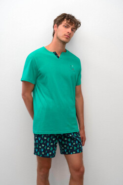 Pánské krátké pyžamo 16660 Vamp zeleno-modrá