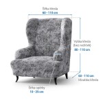Bielastické potahy MARMO šedé křeslo ušák (š. 60 - 110 cm)