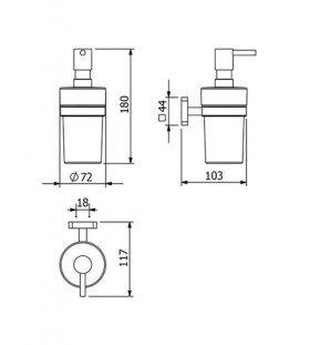 KLUDI - Vela S Dávkovač mýdla s držákem, sklo/broušený Gunmetal 25976N2