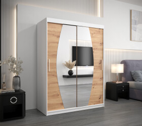 Šatní skříň Abi E0 Barva korpusu: Bílá, Rozměry: 150 cm, Dveře: Dub artisan