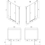 MEXEN/S - Lunar L sprchové dveře křídlové pravé 120, transparent, zlatá kartáčovaná 834SL-120-050-55-00-P