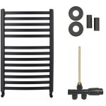 CERANO Koupelnový radiátorový set Paolo - ústřední vytápění - boční jednobodové připojení - 568W - černá matná - 850x550 mm