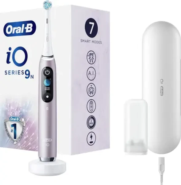 Oral-B iO Series 9 Rose Quartz / Elektrický zubní kartáček / magnetické iO / 7 režimů / AI / OLED (iO Series Rose Quartz)