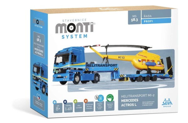 Stavebnice Monti System MS 58.3 Helitransport MI-2 Mercedes Actros L