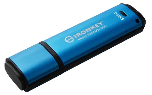 Kingston IronKey Vault Privacy 50C 512GB modrá / Flash Disk / USB 3.2 Gen 1 - (USB-C) / FIPS 197 (IKVP50C/512GB)