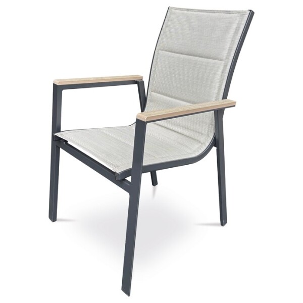 Židle zahradní béžový textilen, hliník, černá barva