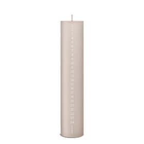 Ester & erik Adventní svíčka Kalenderlys Ø 5 cm – 22 Linen Grey, béžová barva, krémová barva, vosk