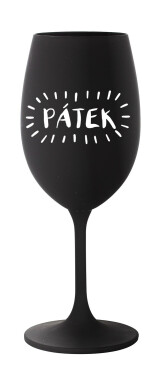 PÁTEK - černá sklenice na víno 350 ml