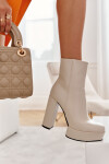 Hladké Kožené Botičky Na podpatku Béžove Kaysa 38
