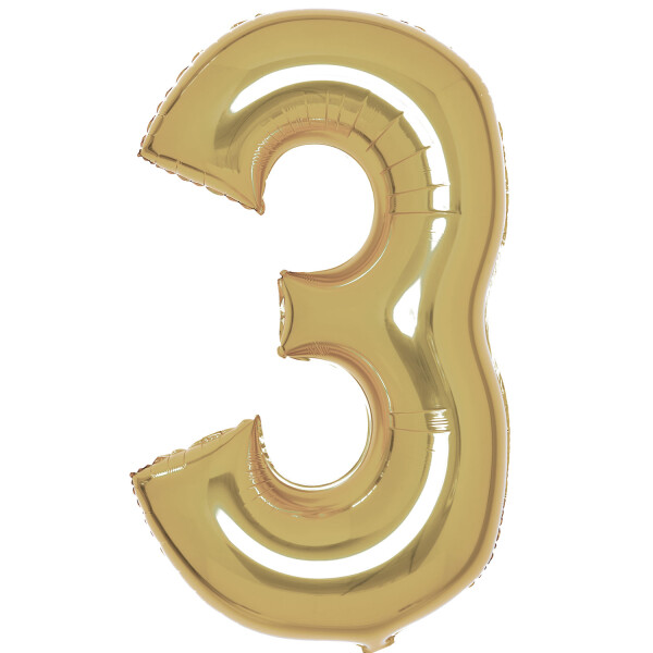 Balónek fóliový narozeniny číslo 3 zlatý 86 cm Balónek fóliový narozeniny číslo 3 zlatý 86 cm
