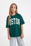 DEFACTO Girls Oversize Fit Crew Neck Printed Short Sleeve School T-Shirt