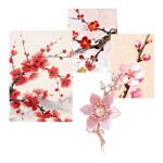 Luxusní brož s růžovou perlou a květem švestky Zoé, Růžová