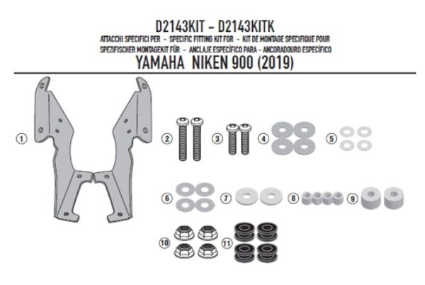 D2143Kit montážní sada pro plexi D 2144ST pro Yamaha Niken 900 (19-24)