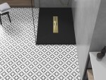 MEXEN/S - Toro obdélníková sprchová vanička SMC 100 x 80, černá, mřížka zlatá 43708010-G