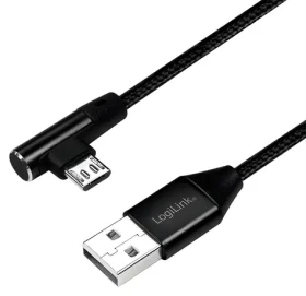 LogiLink USB-A - Micro-USB 1m černá / Kabel / opletený / úhlový 90° / USB 2.0 (CU0142)