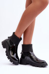 Dámské lesklé boty s kotníkem černé Pavo 39