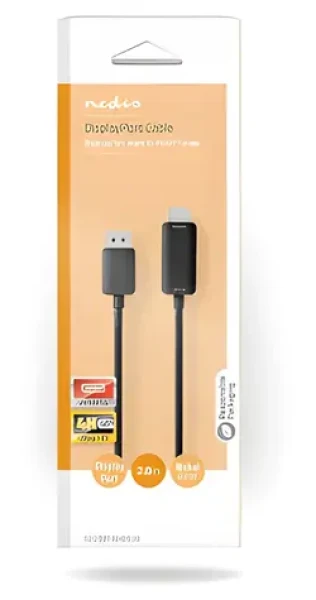 Nedis DisplayPort-HDMI kabel černý / Kabel DisplayPort-HDMI / 4K 60Hz / Poniklované konektory / 2 m / Kulatý PVC (CCGB37104BK20)