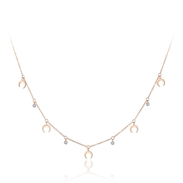 Ocelový náhrdelník se zirkony Susan Gold - chirurgická ocel, Zlatá 40 cm + 5 cm (prodloužení)