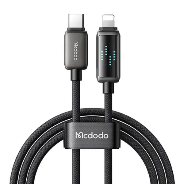 Mcdodo CA-2630 USB-C/Lightning kabel s LED displejem černá / Datový kabel / 36 W / 1,2 m / USB-C(M)/Lightning(M) (CA-2630)