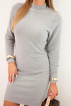 Dámské svetrkové šaty s polo-výstřihem z měkké alpaky šedá UNI