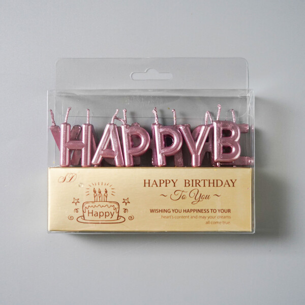 Dortové svíčky "Happy Birthday" růžovo-zlaté 13ks