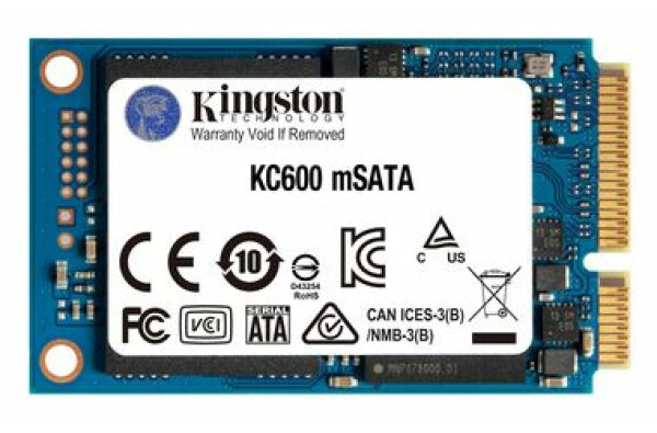 Kingston KC600 512GB mSATA SSD / mSATA / SATA III / 3D TLC / čtení:550MBs / zápis:520MBs / 90K 80K IOPS / MTBF 1mh / 5y (SKC600MS/512G)