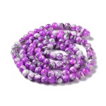 Skleněné korálky - malované - fialovo bílé - ∅ 8 mm - 10 ks