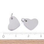 Přívěsek z nerezové oceli - platinový - srdce - 10 x 12 x 1 mm - 1 ks