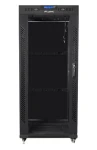 Lanberg 27U 19" černý / Stojanový rozvaděč / 600x600 mm / Flat pack / Skleněné dveře / LCD (FF01-6627-12BL)