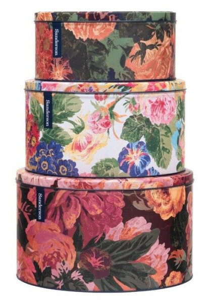 Plechovky kulaté 3ks Sanderson - Very Rose Peony