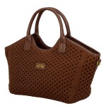 Stylová dámská háčkovaná kabelka do ruky Coveri Maggie, tmavě hnědá