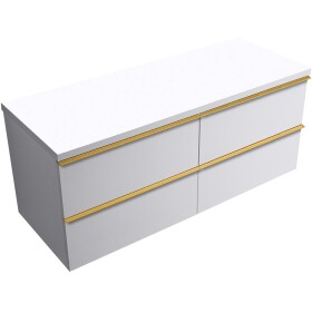 CERANO - Koupelnová skříňka Velora - bílá matná, úchytka zlatá + deska pod umyvadlo Navira Pro - 36 mm - 160x56,6x46,5 CER-668549