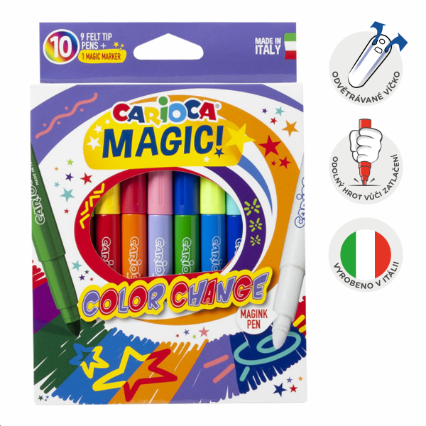 Carioca magické fixy - měnící barvu, 10 ks, mix barev