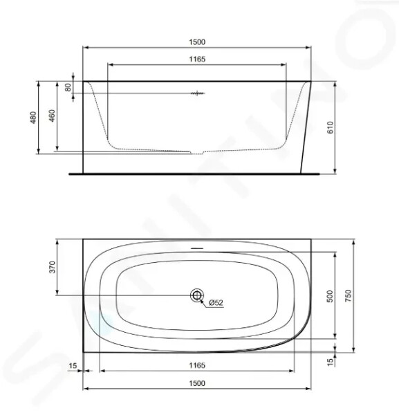 IDEAL STANDARD - Dea Vana 150x75 cm, levá, bílá T546701