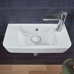 VILLEROY & BOCH - O.novo Umývátko Compact 50x25 cm, s přepadem, 1 otvor pro baterii vpravo, alpská bílá 4342R501